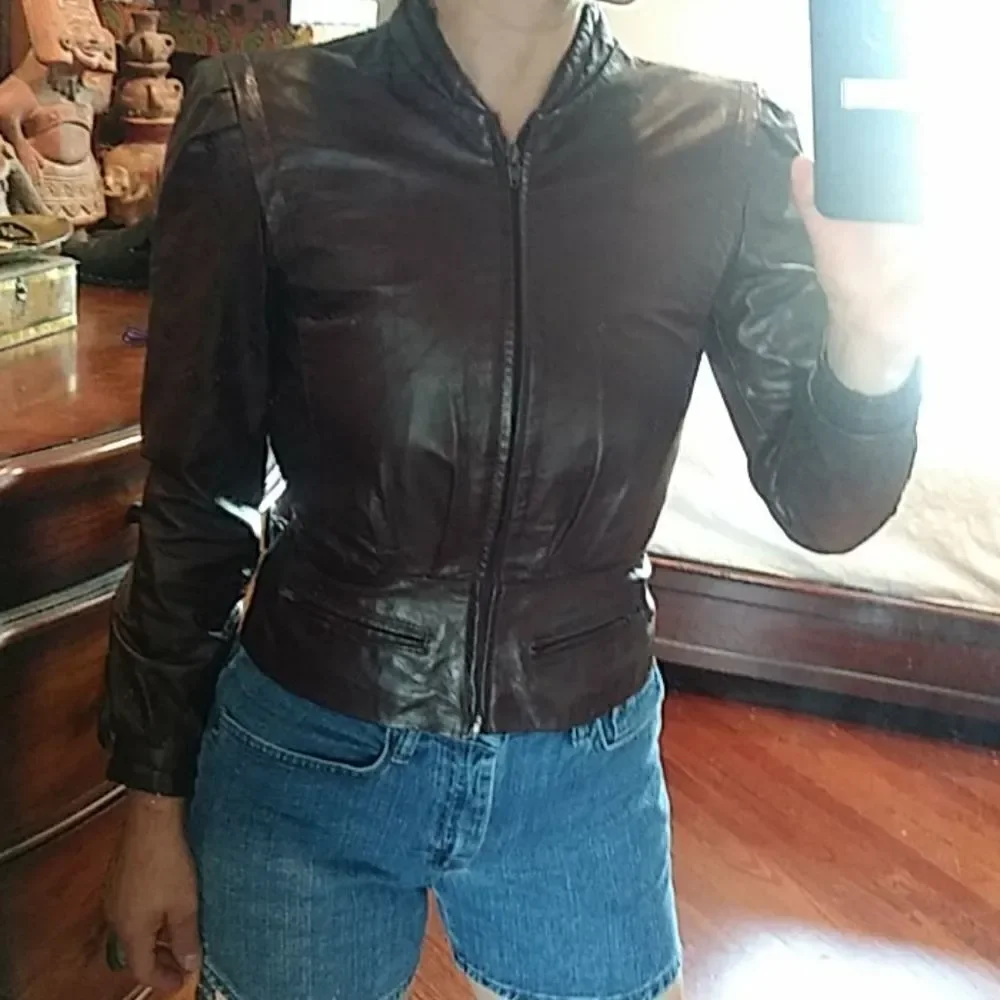 Bermans. Dark burgendy leather jacket